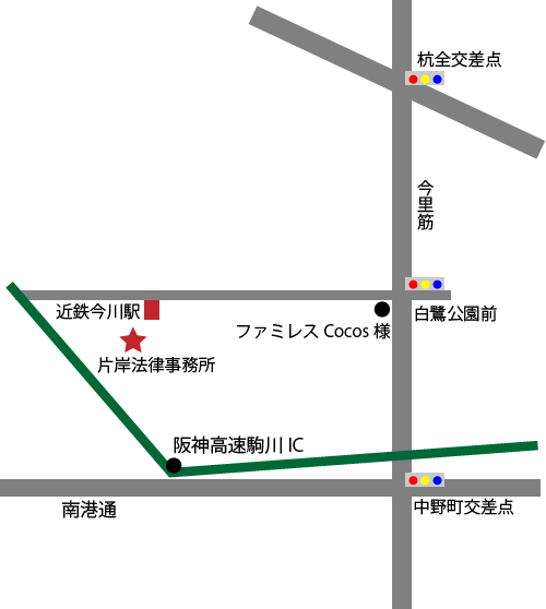 平野区方面からの自動車でのアクセス