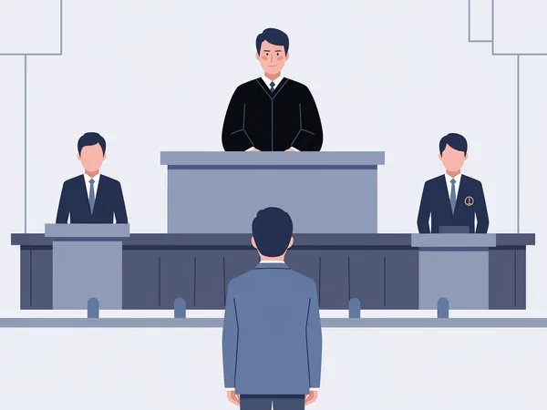 刑事事件の法律相談を表す法廷のイラスト